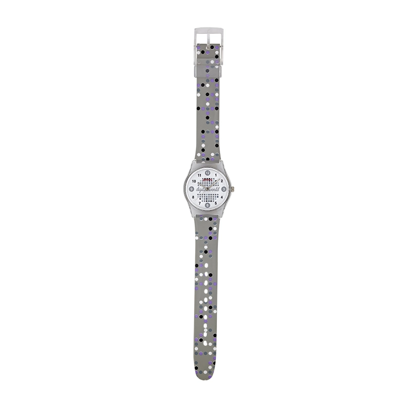 Reloj Reloj university analogo, para Mujer niña, tablero redondo color blanco, estilo arabigos, pulso plastico color gris