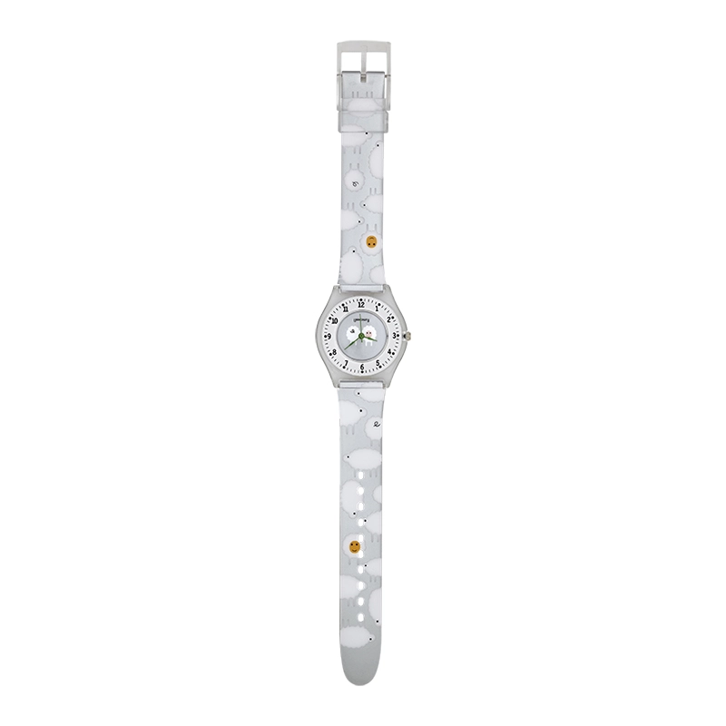 Reloj Reloj university analogo, para Mujer niña, tablero redondo colores blanco y gris, estilo arabigos, pulso plastico color gris