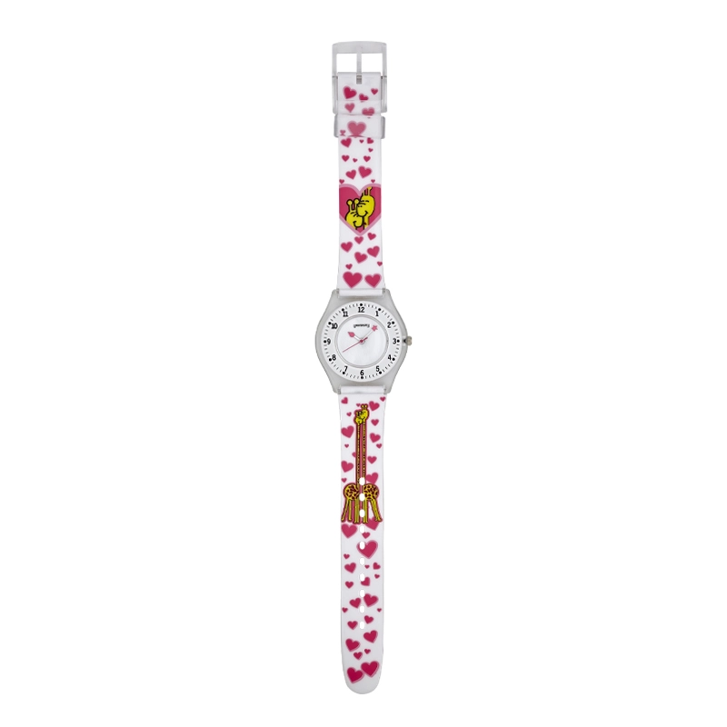 Reloj Reloj university analogo, para Mujer niña, tablero redondo color blanco, estilo arabigos, pulso plastico colores blanco y rosado