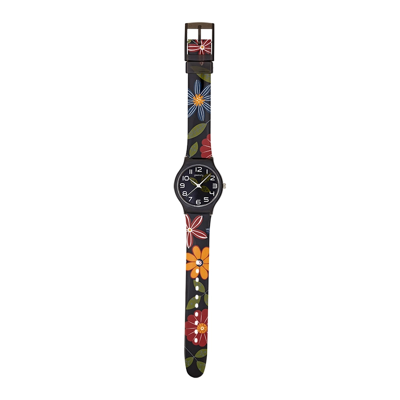 Reloj Reloj university analogo, para Mujer niña, tablero redondo colores negro y verde, estilo arabigos, pulso plastico color negro