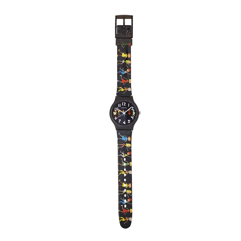 Reloj Reloj university analogo, para Mujer niña, tablero redondo color negro, estilo arabigos, pulso plastico color negro