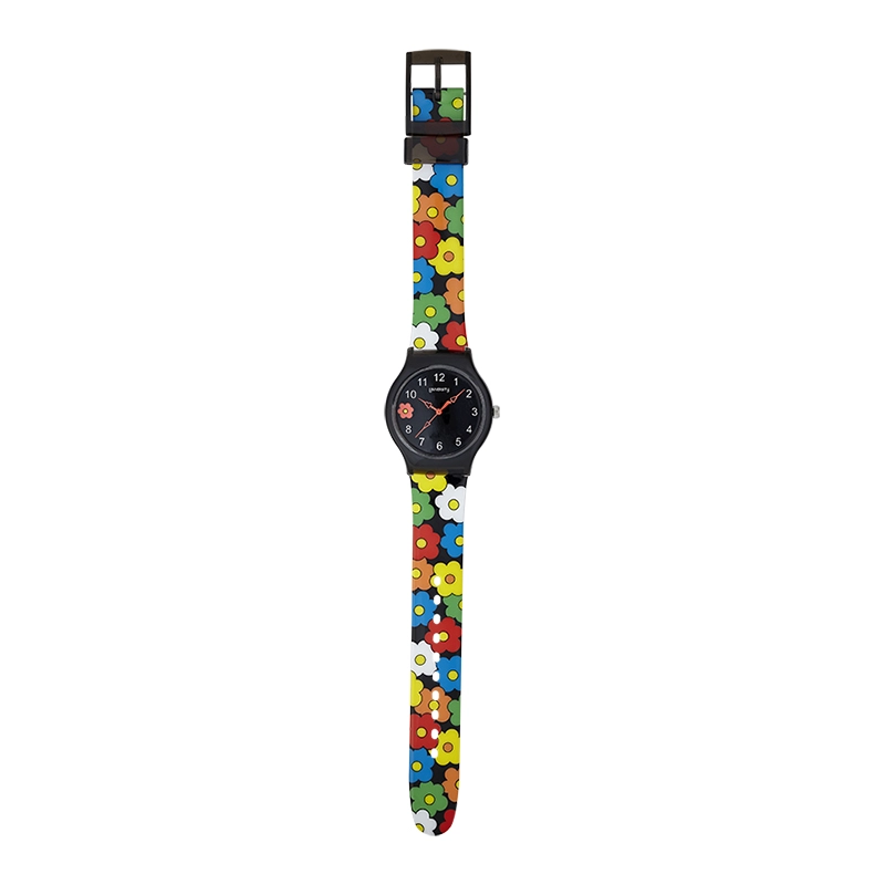 Reloj Reloj university analogo, para Mujer niña, tablero redondo color negro, estilo arabigos, pulso plastico color negro