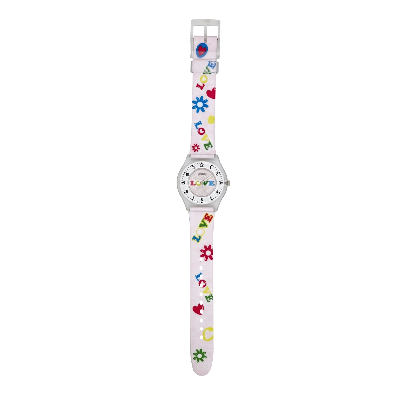 Reloj Reloj university analogo, para Mujer niña, tablero redondo color rosado, estilo arabigos, pulso plastico color rosado
