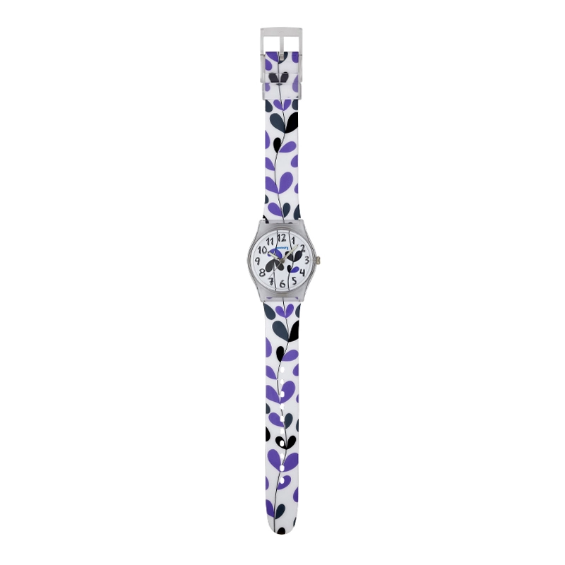 Reloj Reloj university analogo, para Mujer niña, tablero redondo color blanco, estilo arabigos, pulso plastico color blanco