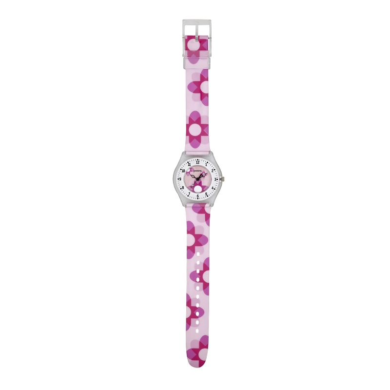 Reloj Reloj university analogo, para Mujer niña, tablero redondo colores rosado, rosado y blanco, estilo arabigos, pulso plastico color rosado