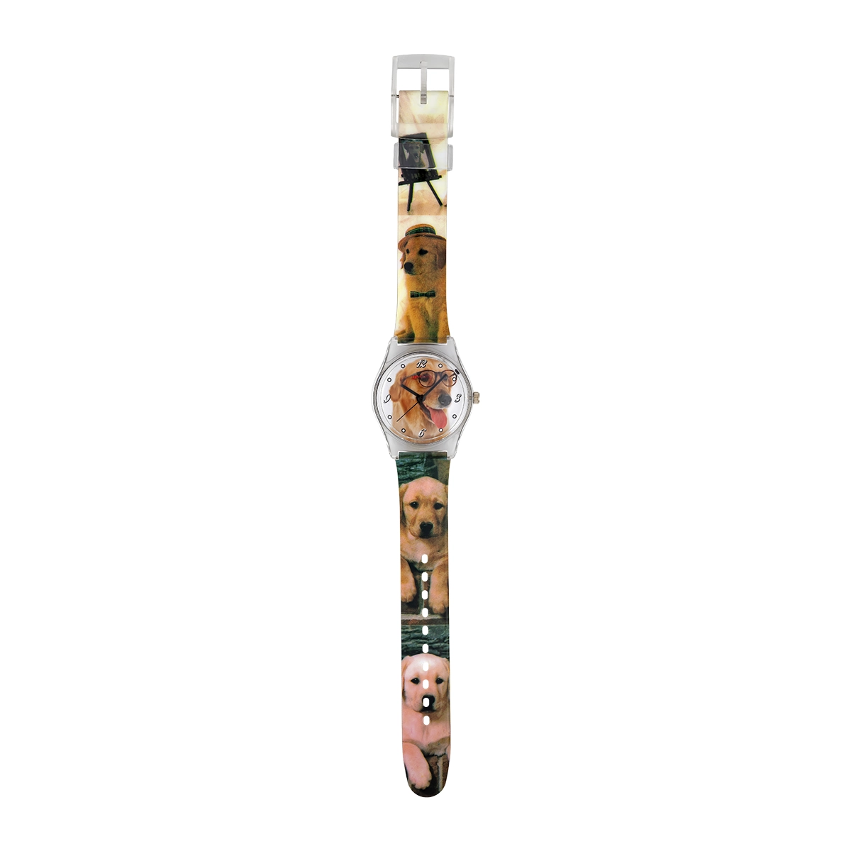 Reloj Reloj university analogo, para Mujer niña, tablero redondo colores blanco y café, estilo arabigos, pulso plastico color café