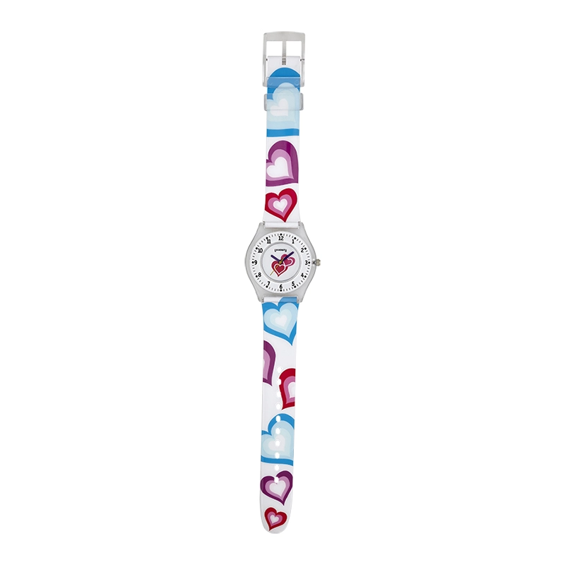Reloj Reloj university analogo, para Mujer niña, tablero redondo colores blanco, rojo y rosado, estilo arabigos, pulso plastico color blanco
