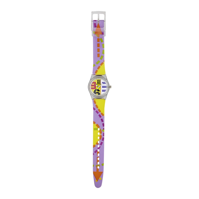 Reloj Reloj university analogo, para Mujer niña, tablero redondo colores amarillo y blanco, estilo arabigos + romanos, pulso plastico color azul