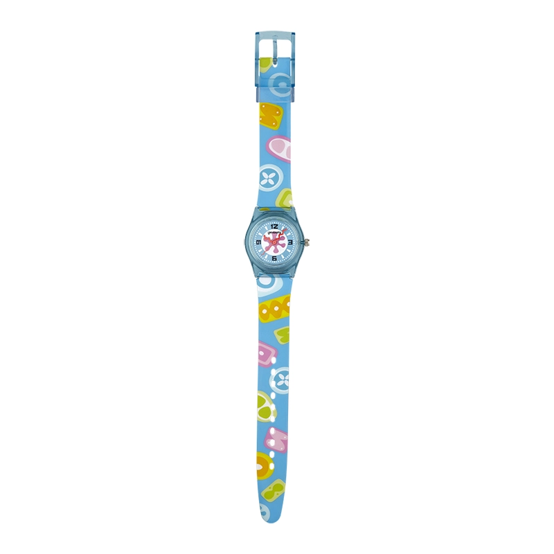 Reloj Reloj university analogo, para Mujer niña, tablero redondo colores azul, blanco y rosado, estilo index + arabigo, pulso plastico color azul