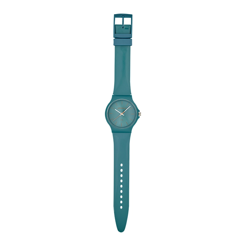 Reloj Reloj university analogo, Unisex, tablero redondo colores verde y rojo, estilo index, pulso plastico color verde