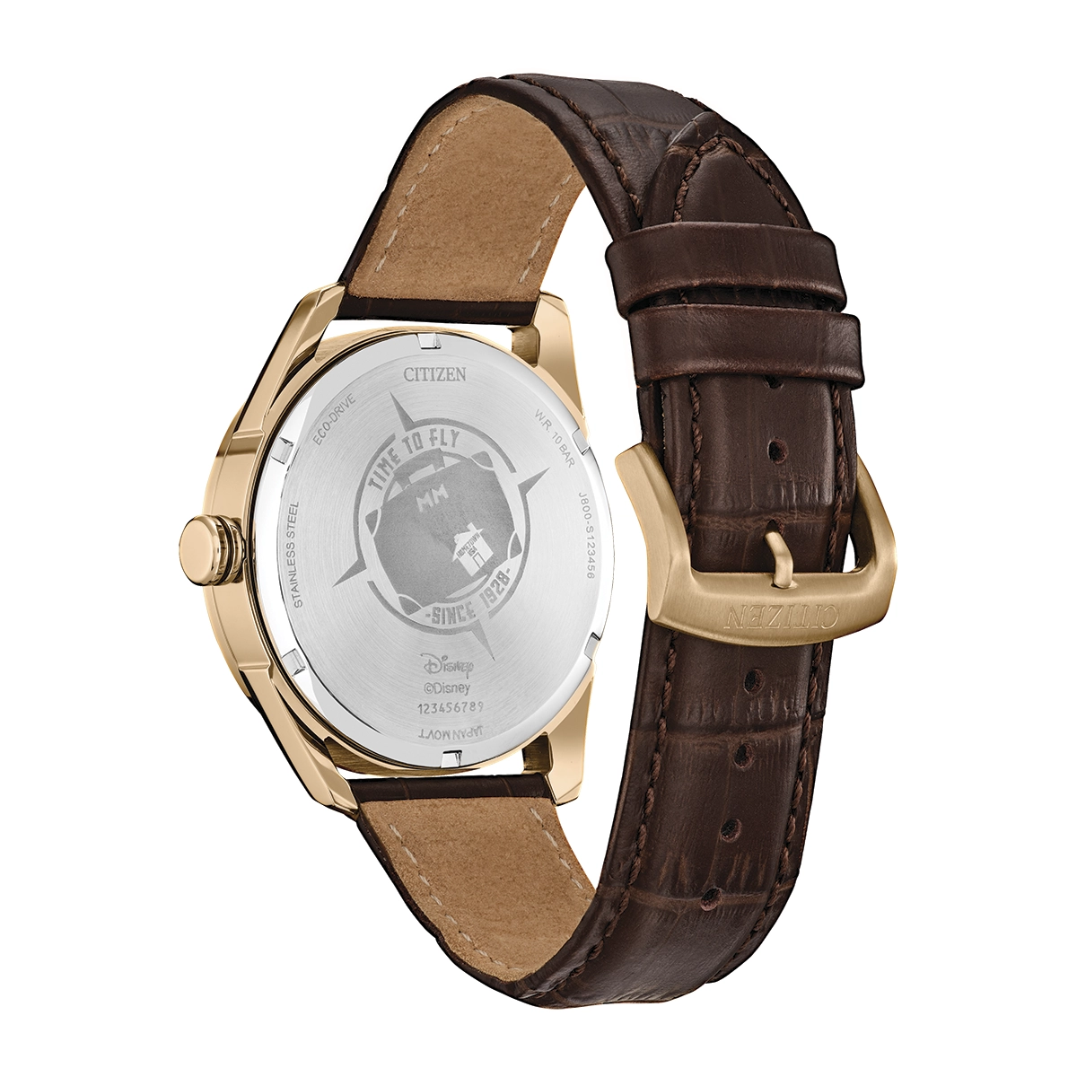 Reloj Citizen análogo, para Hombre, tablero redondo color beige, estilo arábigos, pulso cuero color café, calendario