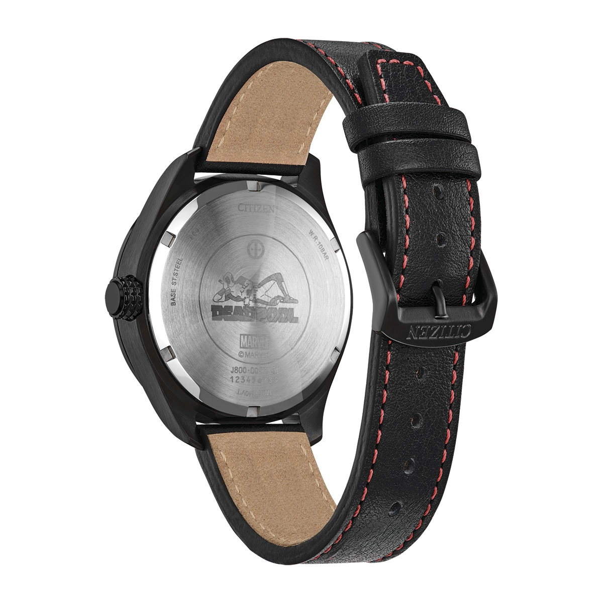 Reloj Citizen análogo, para Hombre, tablero redondo color negro, estilo index + arábigo, pulso cuero color negro, calendario