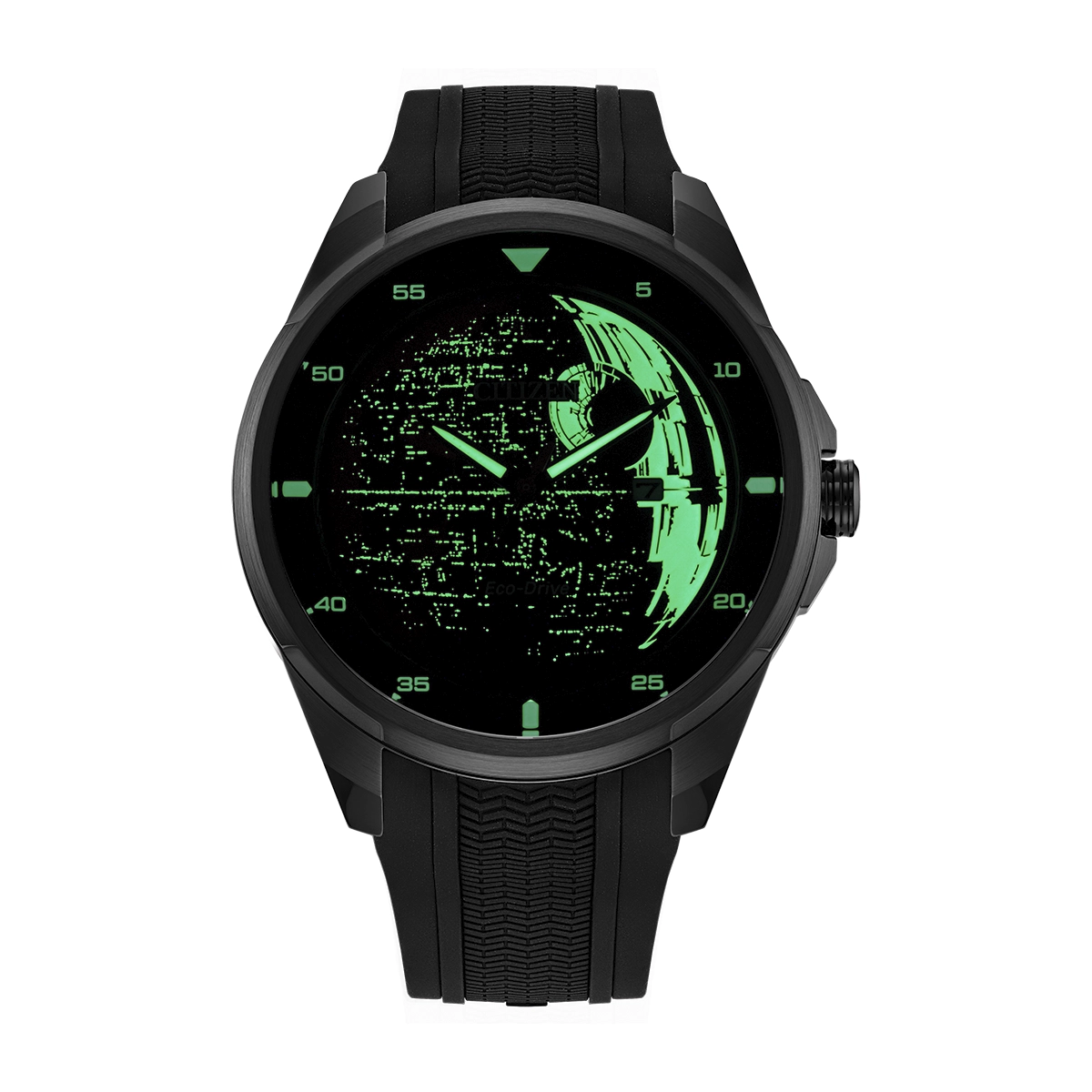 Reloj Citizen análogo, para Hombre, tablero redondo color negro, estilo index + arábigo, pulso silicona color negro, calendario