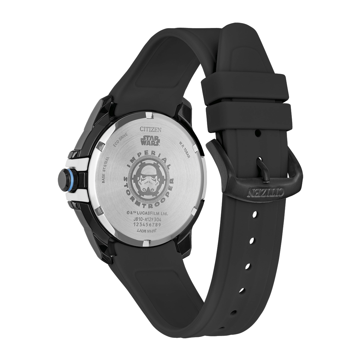 Reloj Citizen análogo, para Hombre, tablero redondo color negro, estilo arábigos, pulso silicona color negro, calendario