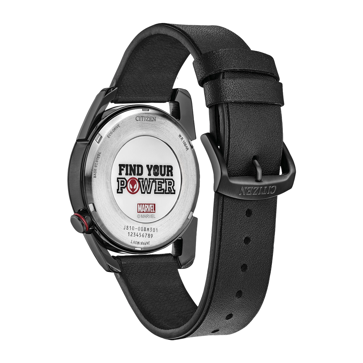 Reloj Citizen análogo, para Hombre, tablero redondo color negro, estilo arábigos, pulso cuero color negro, calendario