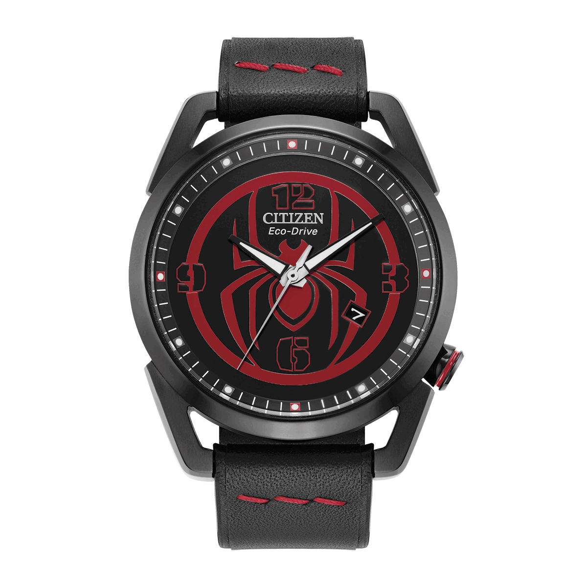 Reloj Citizen análogo, para Hombre, tablero redondo color negro, estilo arábigos, pulso cuero color negro, calendario