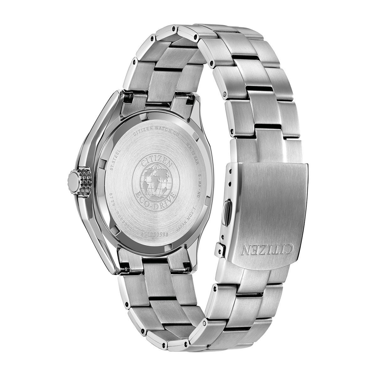 Reloj Citizen análogo, para Hombre, tablero redondo color verde, estilo arábigos, pulso acero color plateado, calendario