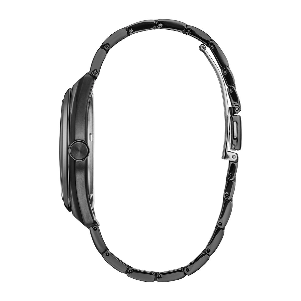 Reloj Citizen análogo, para Hombre, tablero redondo color gris, estilo puntos + arábigo, pulso acero color negro