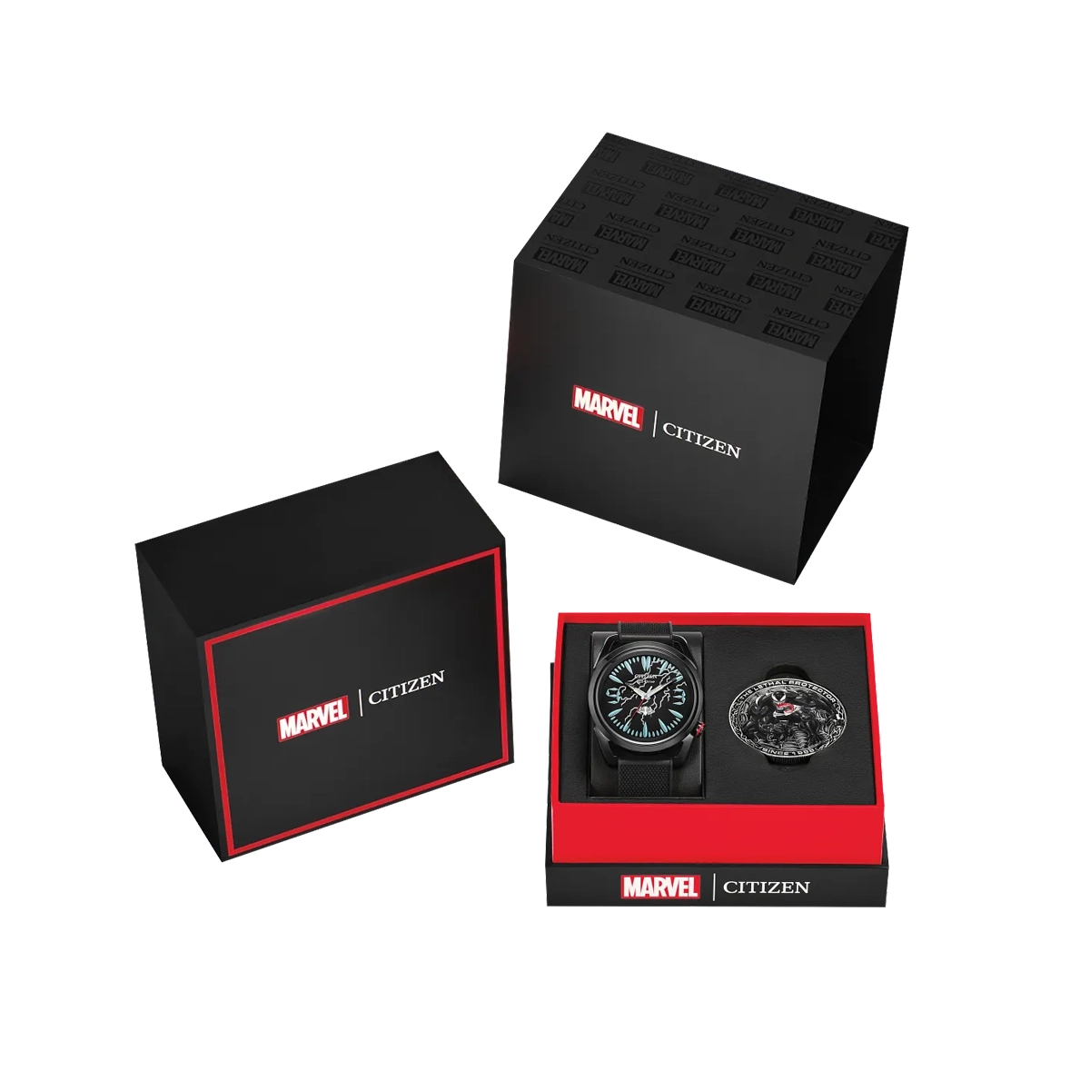 Reloj Citizen análogo, para Hombre, tablero redondo colores negro y azul, estilo index + arábigo, pulso silicona color negro