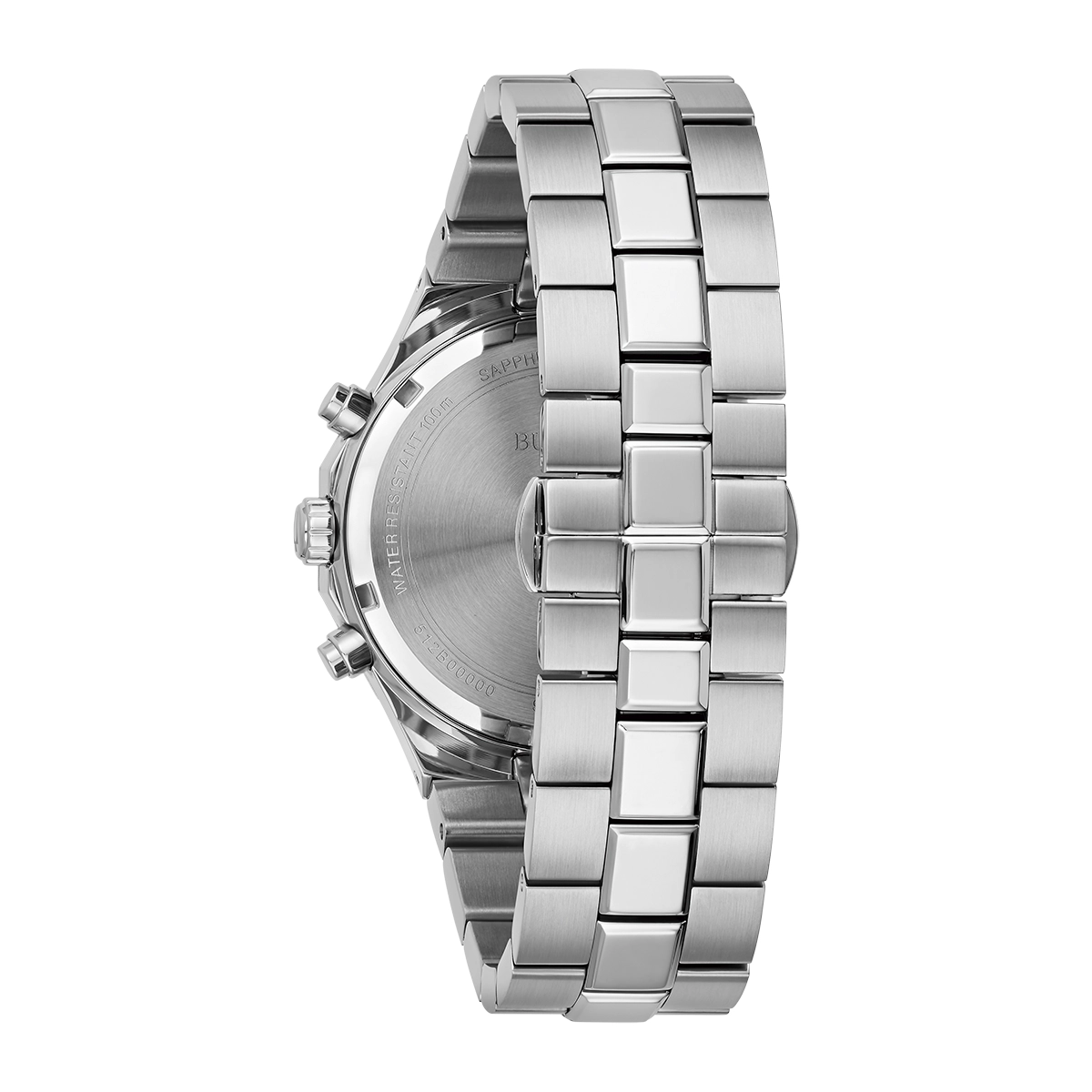 Reloj Bulova análogo, para Hombre, tablero redondo colores gris, negro y plateado, estilo index, pulso acero color plateado, calendario, cronografo