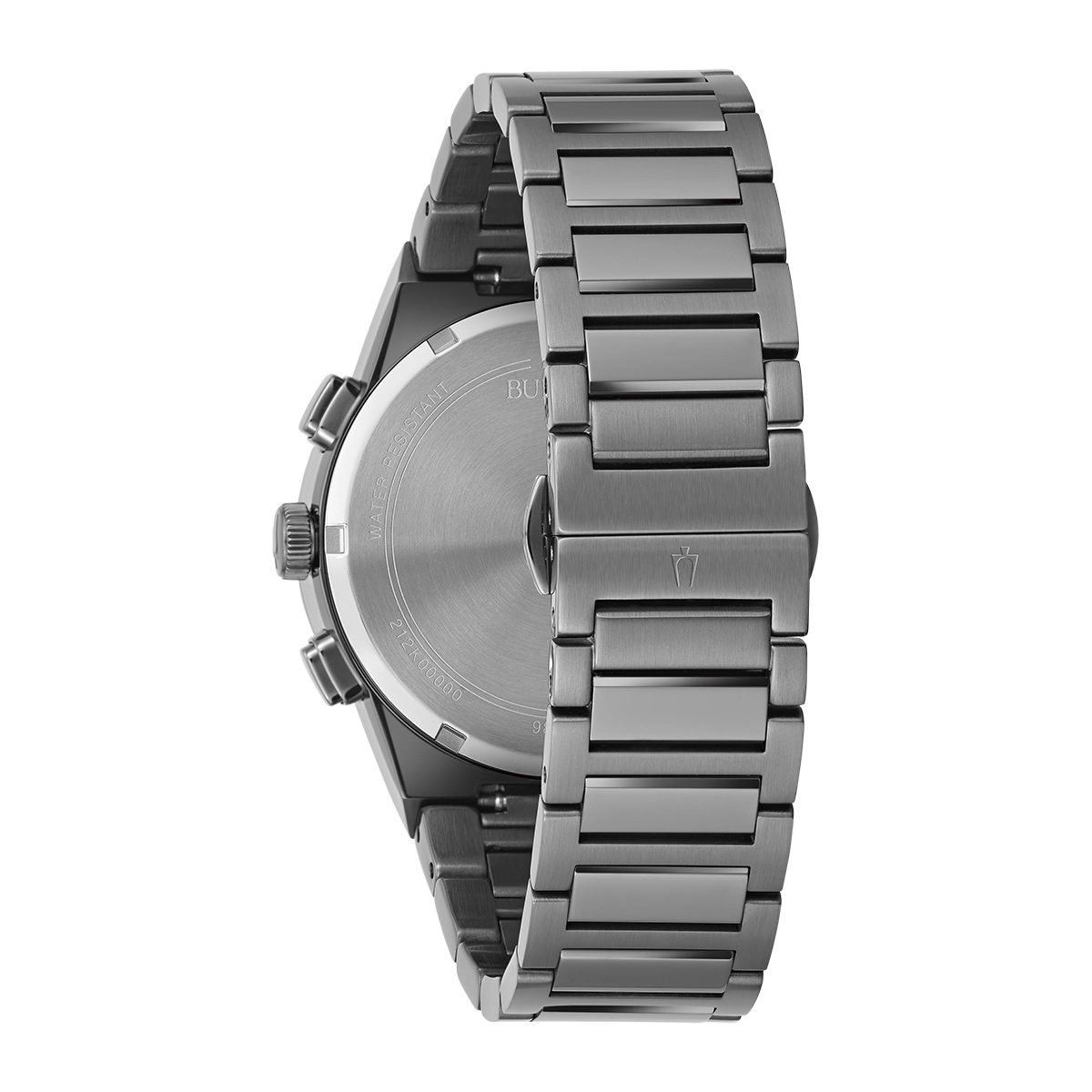 Reloj Bulova análogo, para Hombre, tablero redondo color azul, estilo index, pulso acero color gris, calendario, cronografo