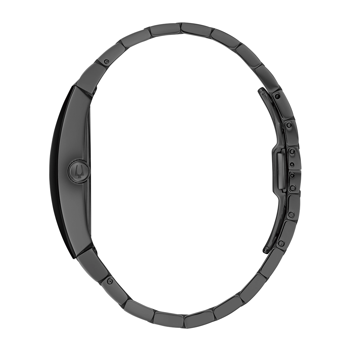 Reloj Bulova análogo, para Hombre, tablero rectangular color negro, estilo puntos, pulso acero color negro