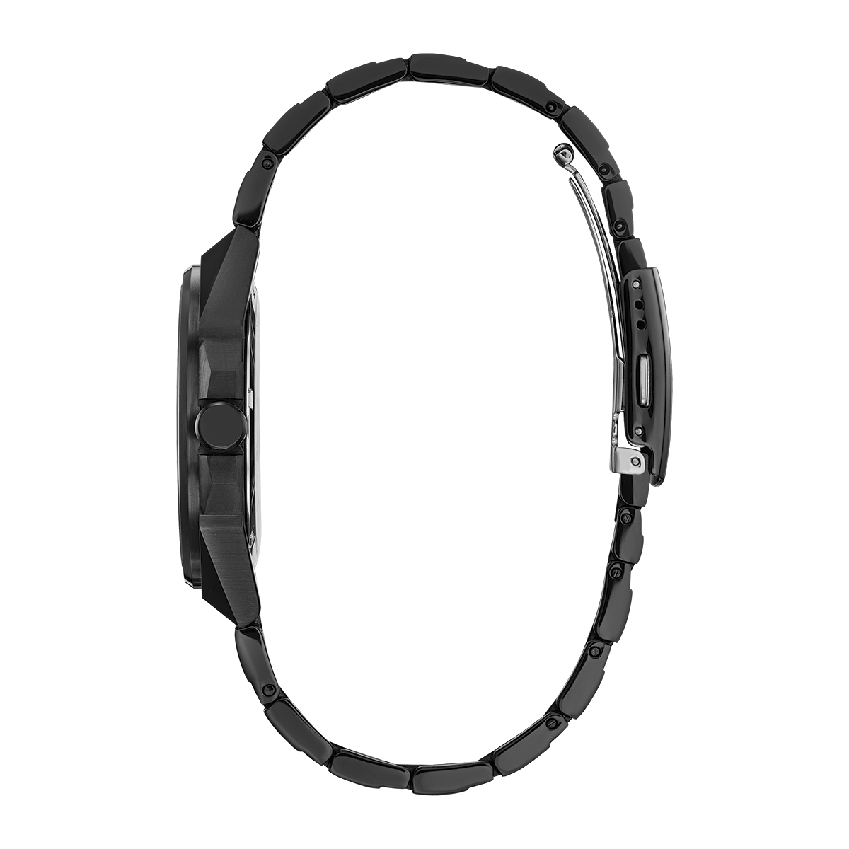 Reloj Citizen análogo, para Hombre, tablero redondo colores negro y blanco, estilo puntos + arábigo, pulso acero color negro