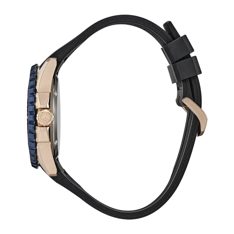 Reloj Citizen analogo, para Hombre, tablero redondo color azul, estilo index, pulso silicona color negro, calendario
