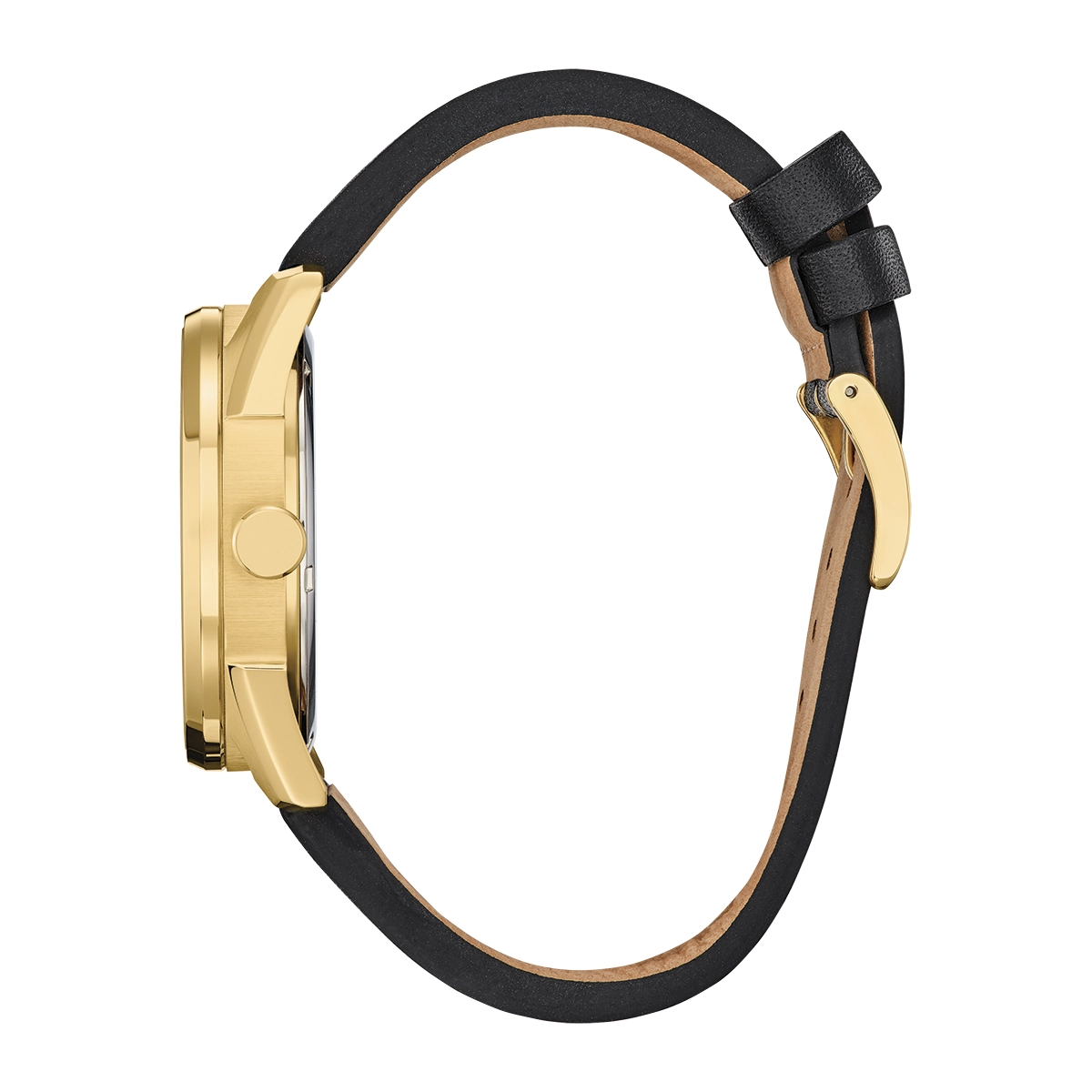 Reloj Citizen análogo, para Hombre, tablero redondo colores negro y amarillo, estilo puntos, pulso cuero color negro
