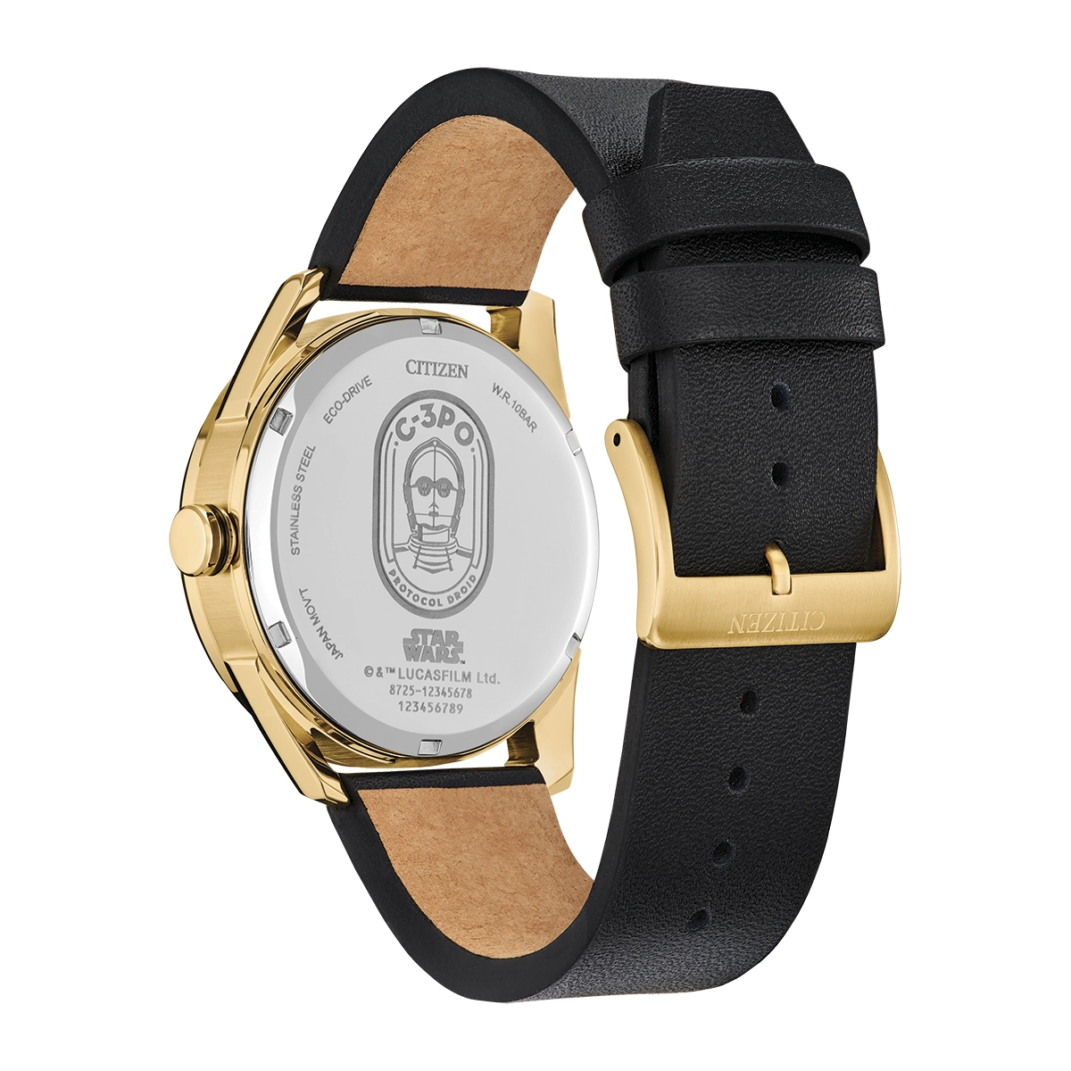 Reloj Citizen análogo, para Hombre, tablero redondo colores negro y amarillo, estilo puntos, pulso cuero color negro