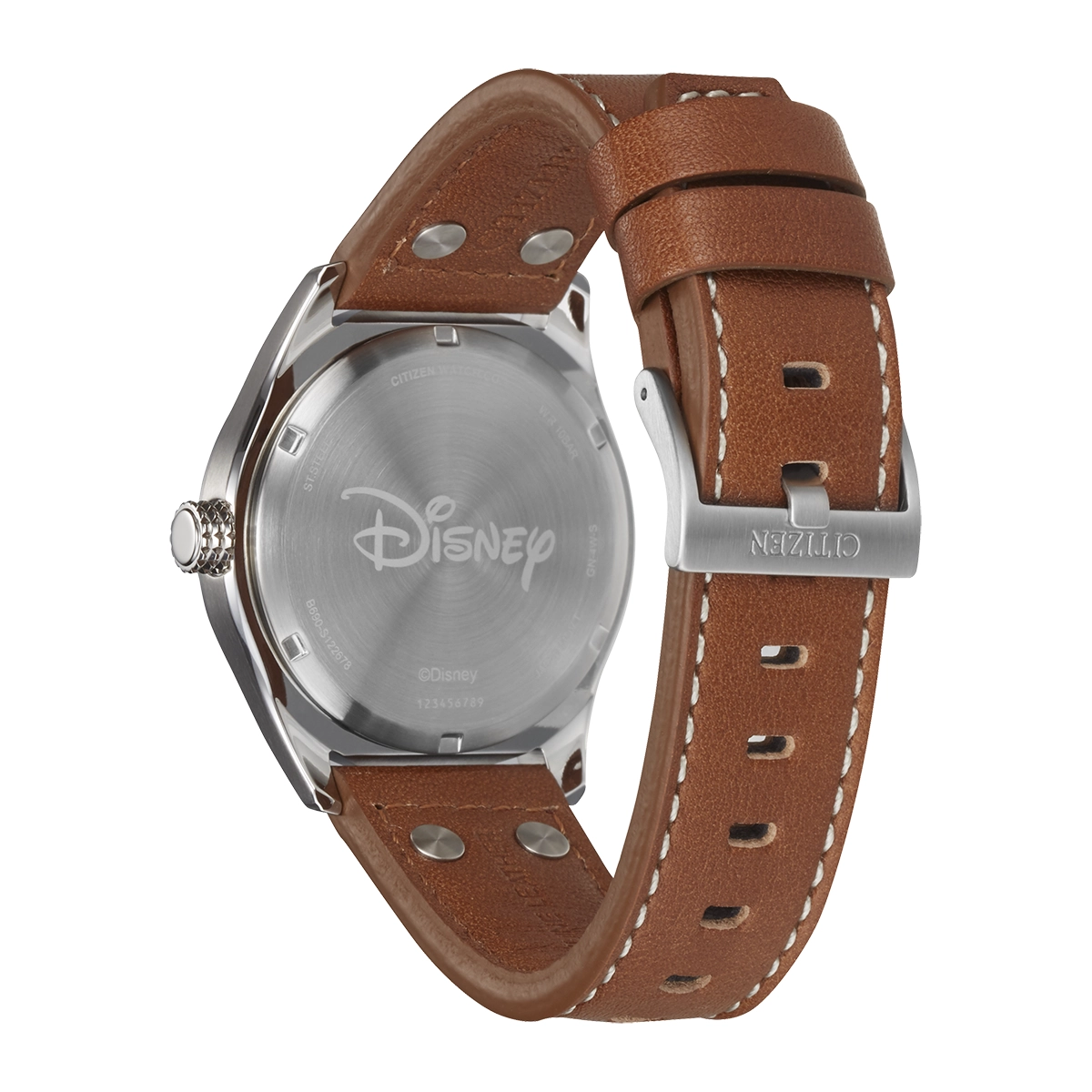 Reloj Citizen análogo, para Hombre, tablero redondo color blanco, estilo arábigos, pulso cuero color café, calendario