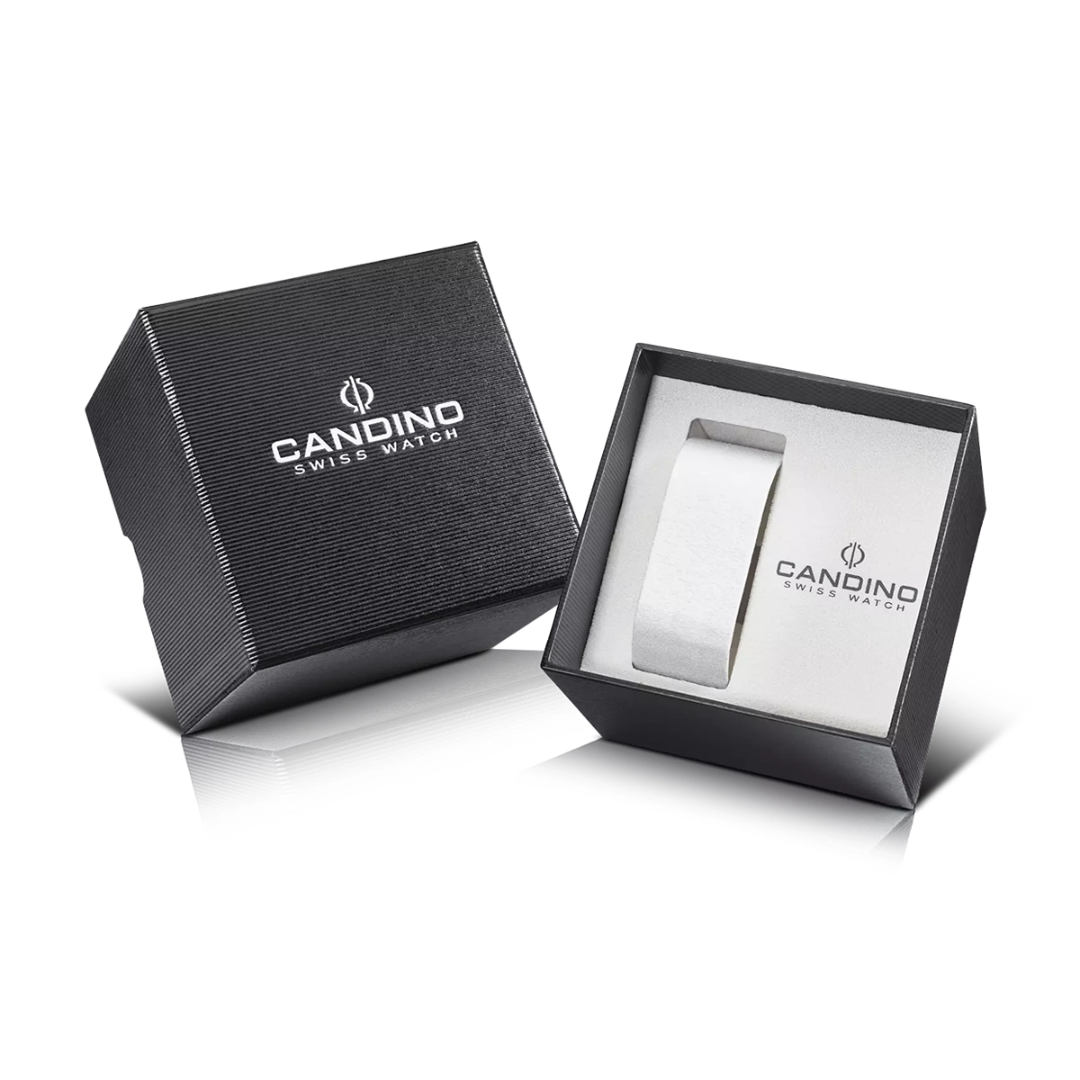 Reloj Candino análogo, para Hombre, tablero redondo color blanco, estilo index, pulso titanium color plateado, calendario