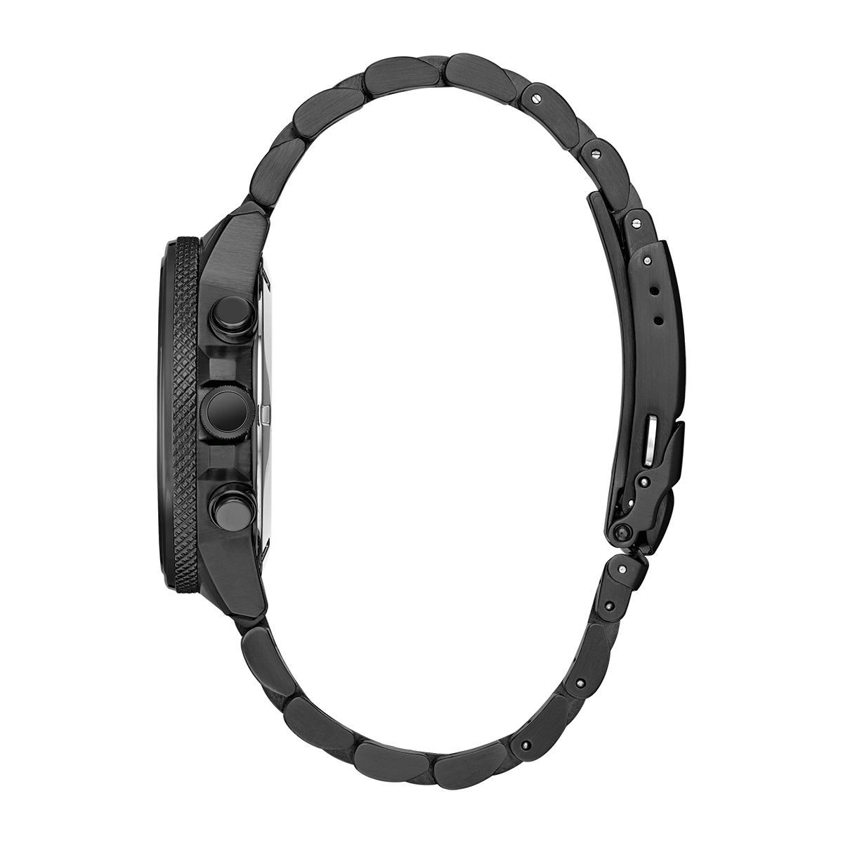 Reloj Citizen análogo, para Hombre, tablero redondo color negro, estilo index, pulso acero color negro, calendario, cronografo