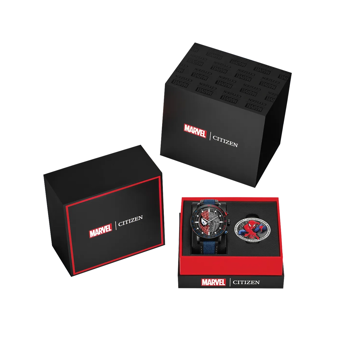 Reloj Citizen análogo, para Hombre, tablero redondo color gris, estilo index, pulso lona colores azul y negro, calendario, cronografo