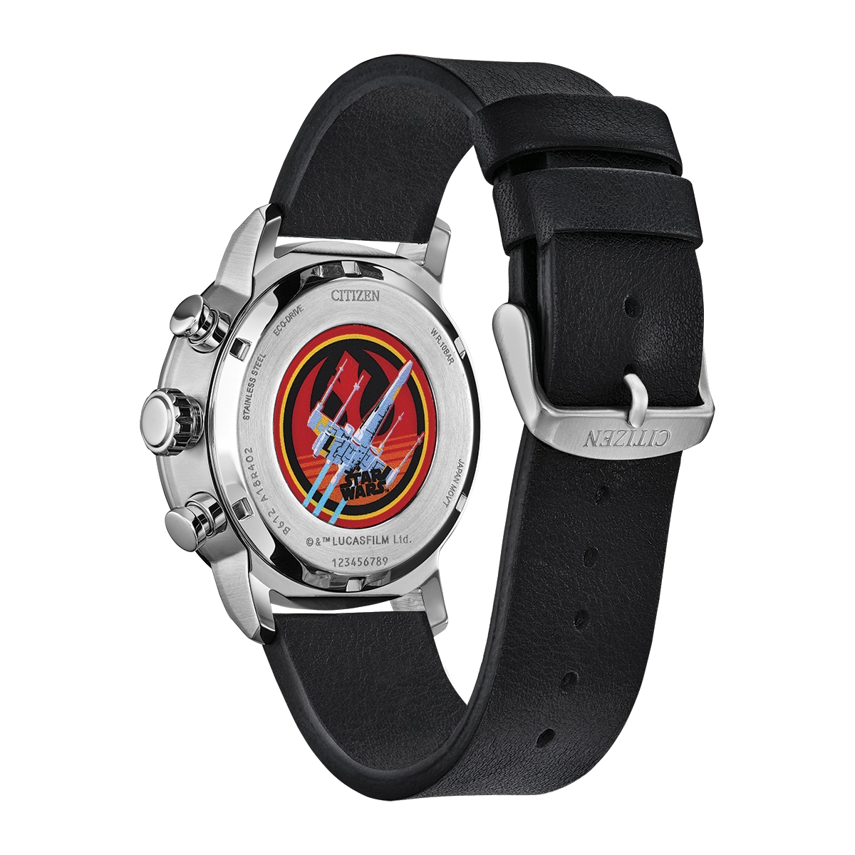 Reloj Citizen análogo, para Hombre, tablero redondo color negro, estilo index, pulso cuero color negro, calendario, cronografo