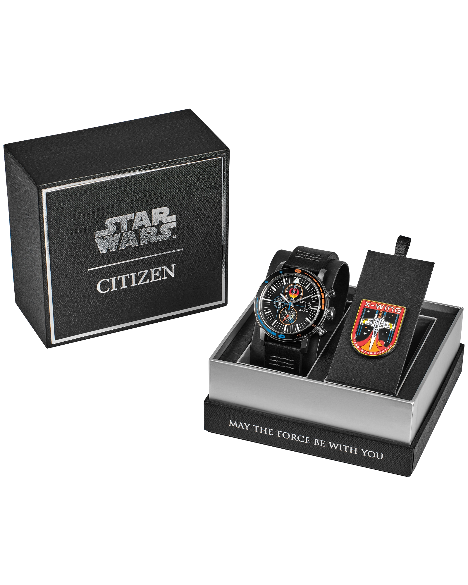 Reloj Citizen análogo, para Hombre, tablero redondo color negro, estilo index, pulso cuero color negro, calendario, cronografo