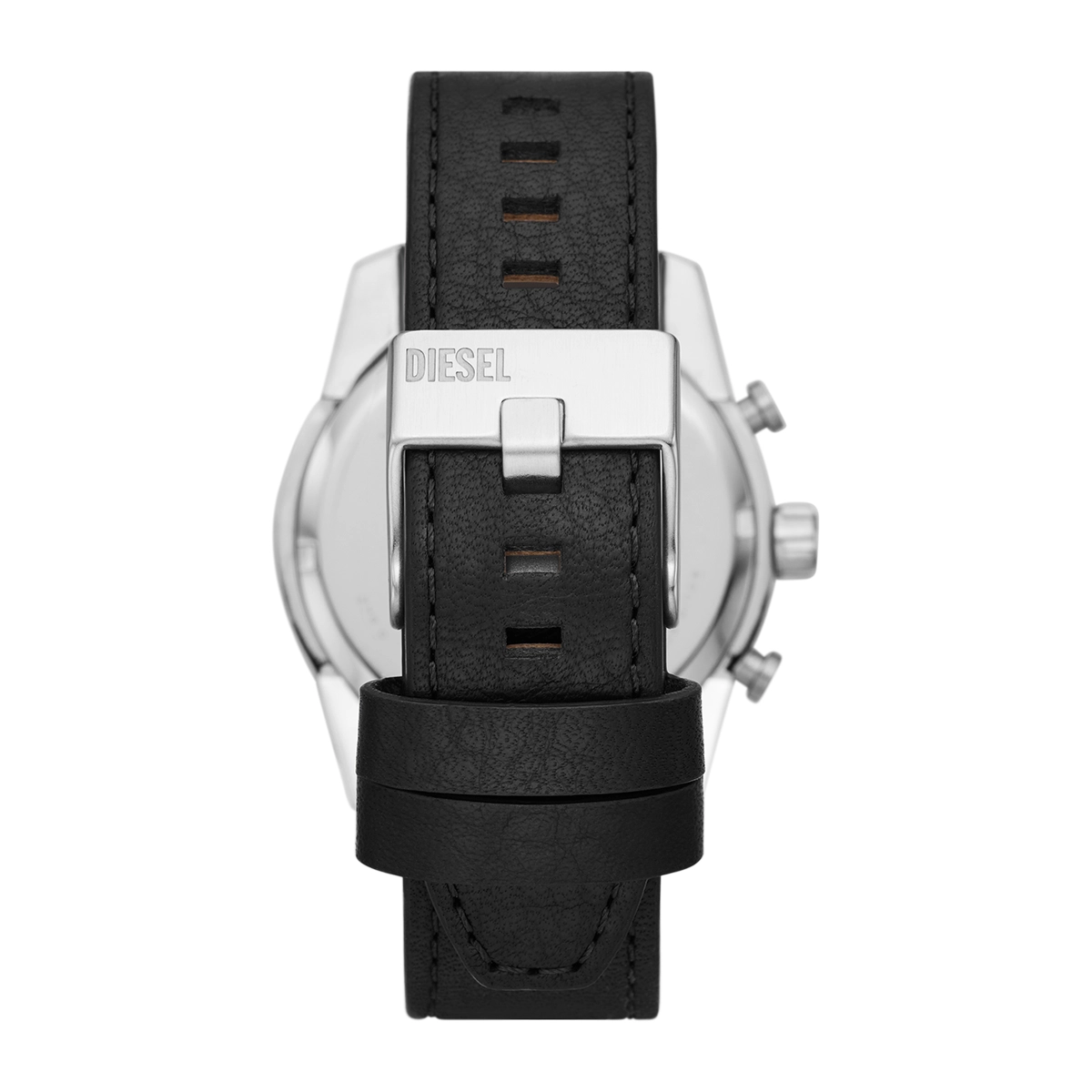Reloj Diesel analogo, para Hombre, tablero redondo color negro, estilo index, pulso cuero color negro, cronografo
