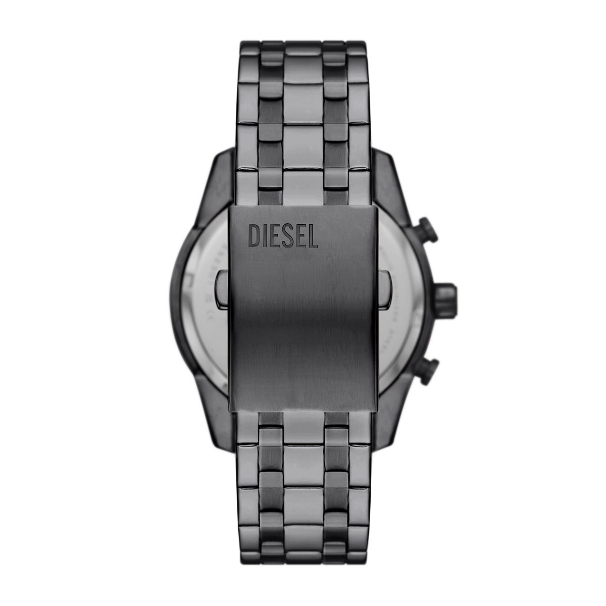 Reloj Diesel analogo, para Hombre, tablero redondo colores verde y naranja, estilo index, pulso acero color gris, cronografo