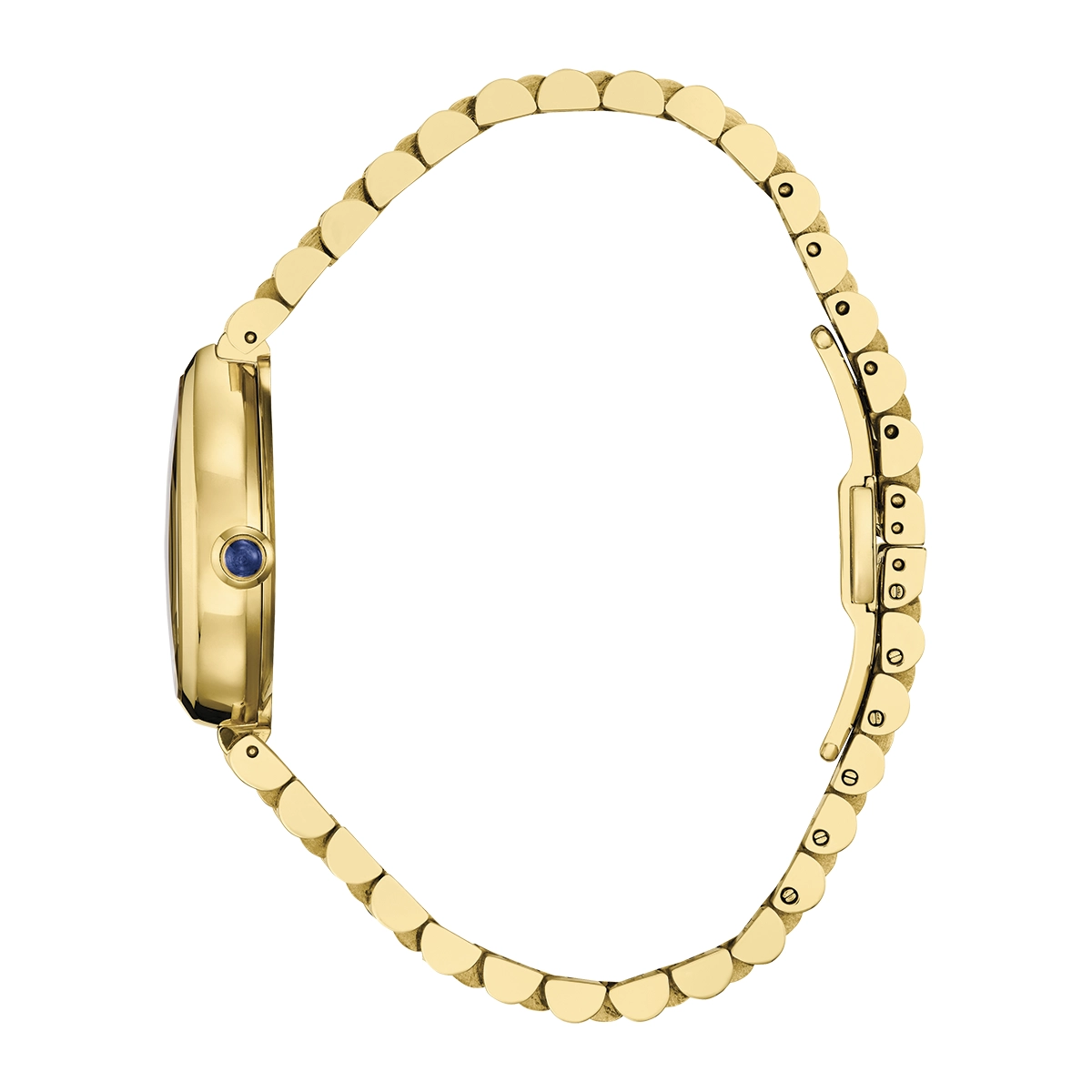 Reloj Citizen análogo, para Dama, tablero ovalado color dorado, estilo index, pulso acero color dorado