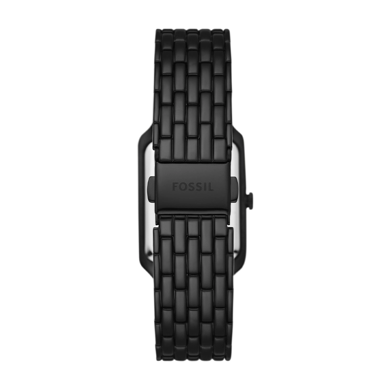 Reloj Fossil analogo, para Dama, tablero rectangular color multi, estilo romanos, pulso acero color negro, calendario