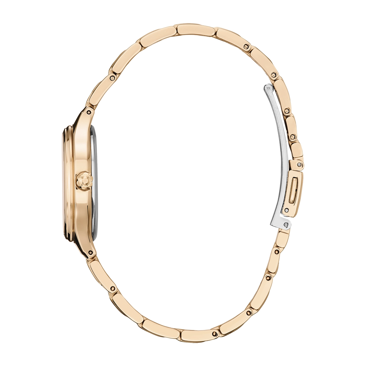 Reloj Citizen análogo, para Dama, tablero redondo color blanco, estilo arábigos, pulso acero color rosa