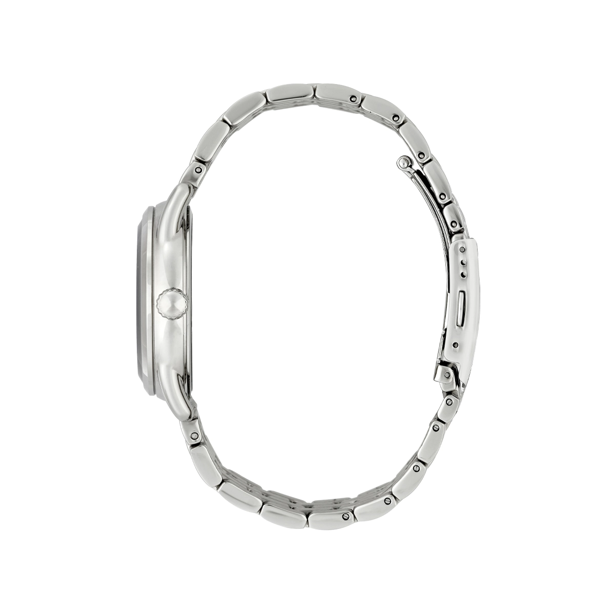Reloj Citizen analogo, para Dama, tablero redondo color blanco, estilo puntos, pulso acero color plateado