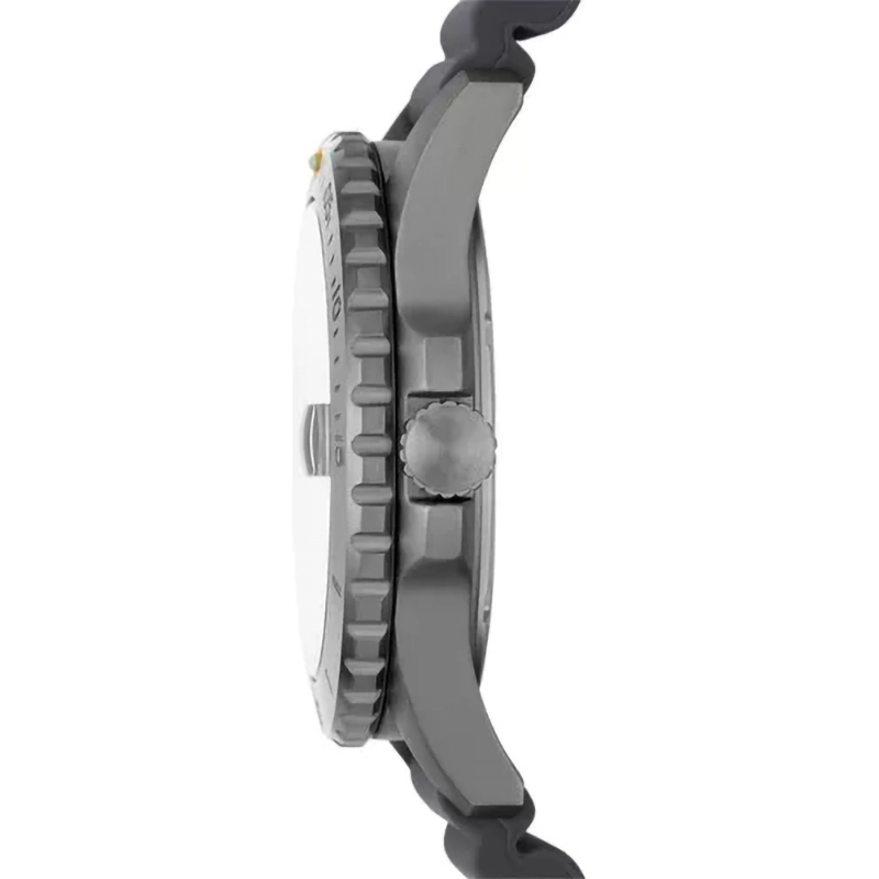 Reloj Fossil analogo, para Hombre, tablero redondo colores gris y verde, estilo index + puntos, pulso silicona color gris, calendario