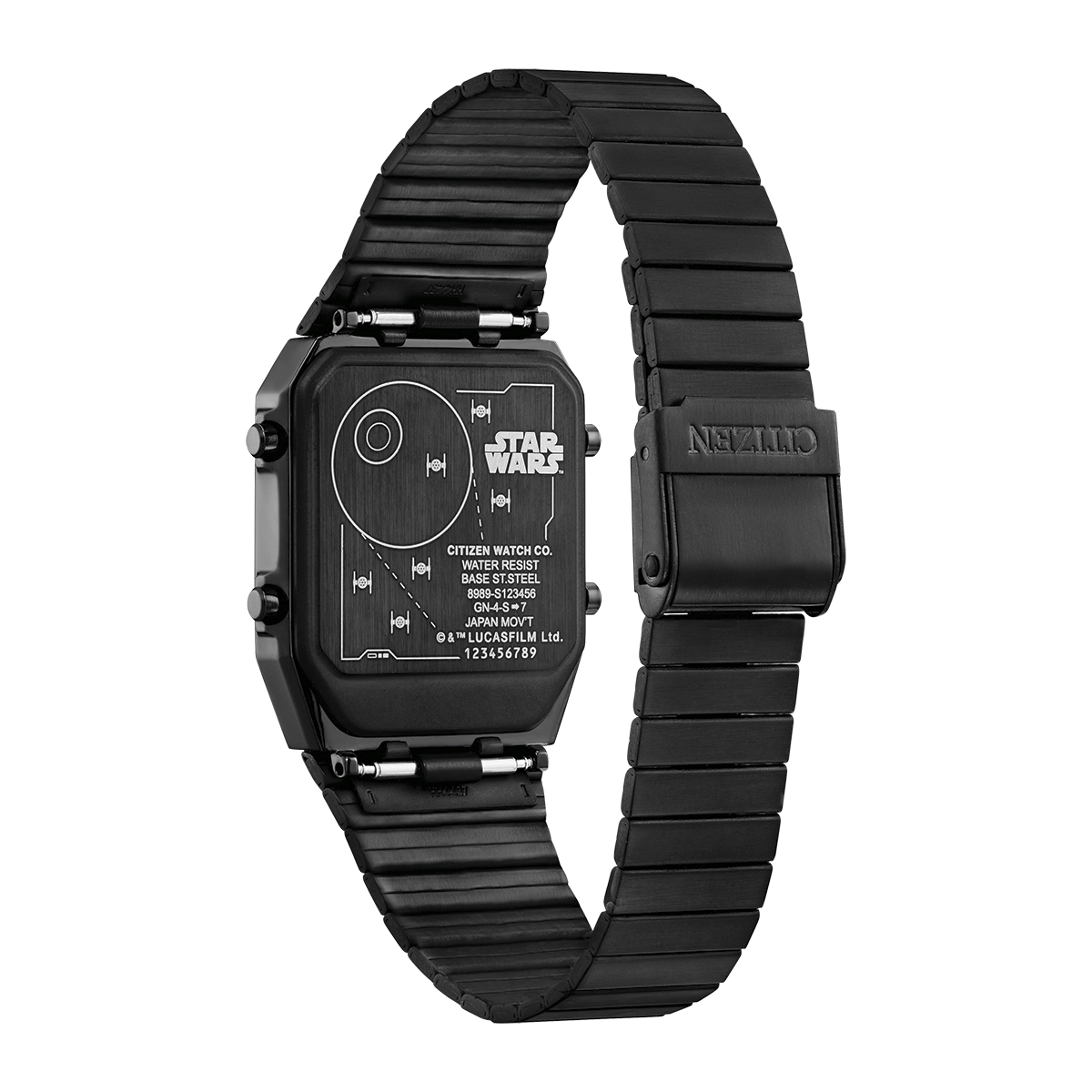 Reloj Citizen análogo y digital, Unisex, tablero cuadrado colores negro y verde, estilo index, pulso acero color negro, calendario