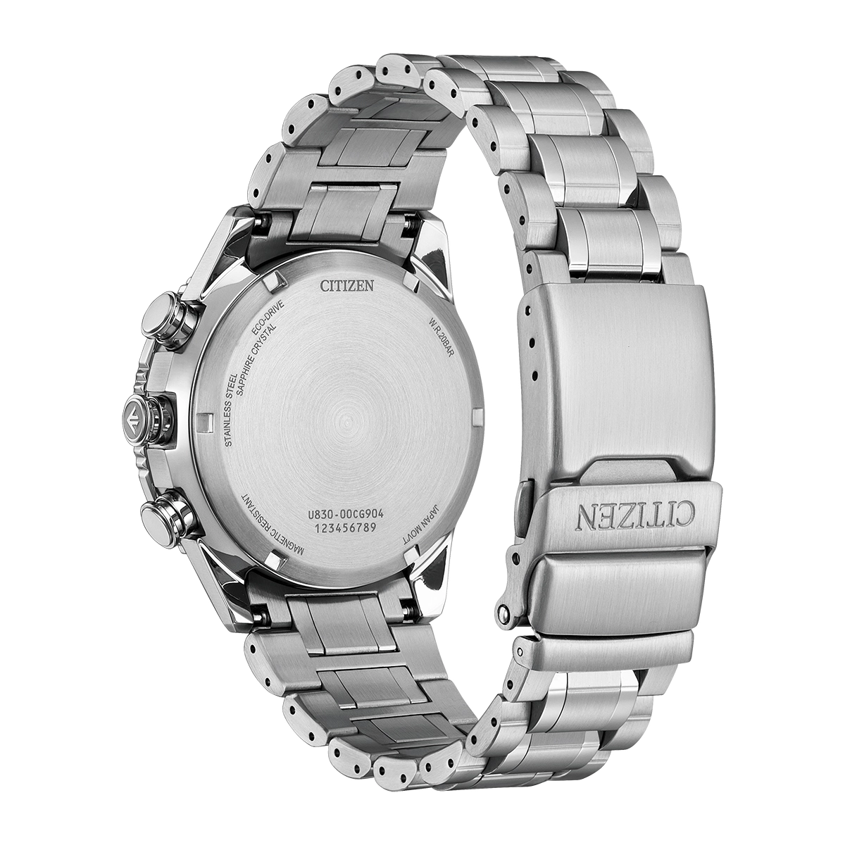 Reloj Citizen análogo y digital, para Hombre, tablero redondo color azul, estilo index, pulso acero color plateado, calendario, cronografo