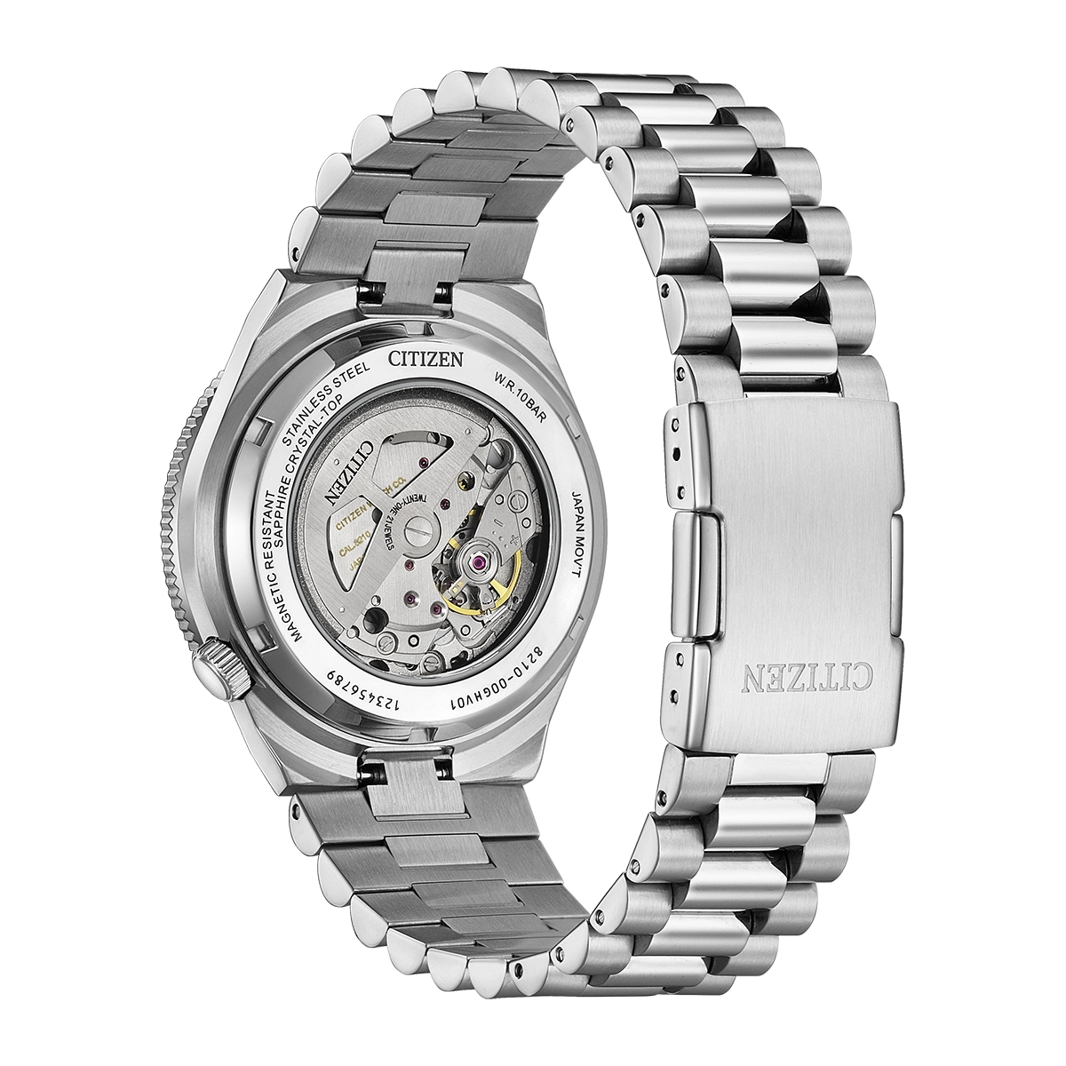 Reloj Citizen análogo, para Hombre, tablero redondo color azul, estilo index, pulso acero color plateado, calendario