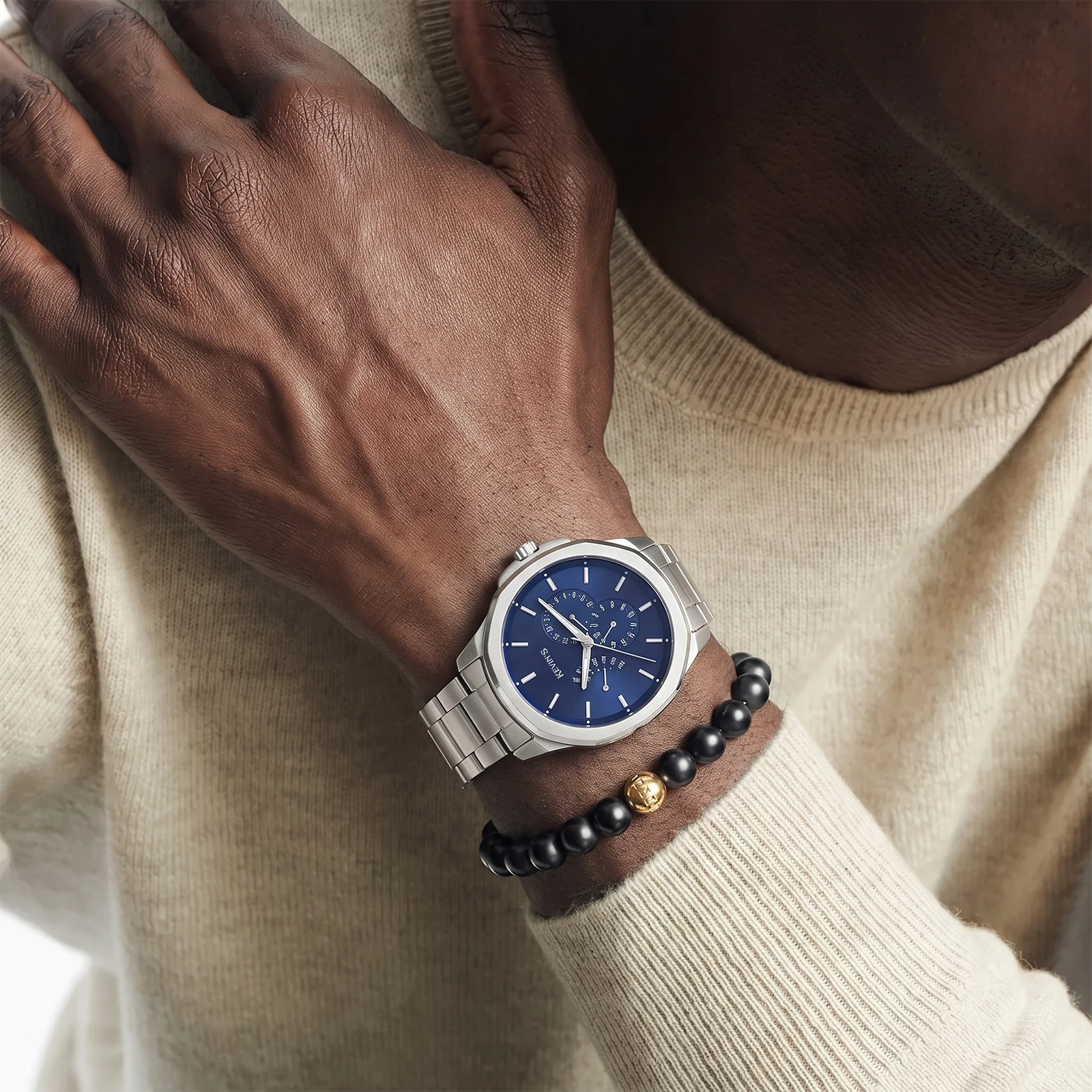 Reloj Kevin's en acero y tablero azul